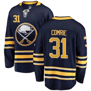 Youth Buffalo Sabres Eric Comrie Fanatics Branded Breakaway Home Jersey - Navy Blue