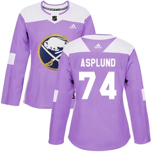 Women's Buffalo Sabres Rasmus Asplund Adidas Authentic Fights Cancer Practice Jersey - Purple