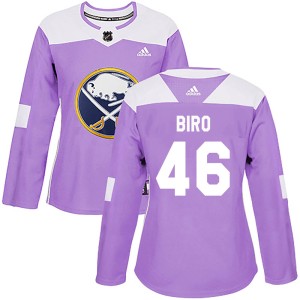 Women's Buffalo Sabres Brandon Biro Adidas Authentic Fights Cancer Practice Jersey - Purple