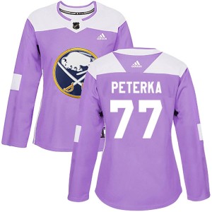 Women's Buffalo Sabres JJ Peterka Adidas Authentic Fights Cancer Practice Jersey - Purple