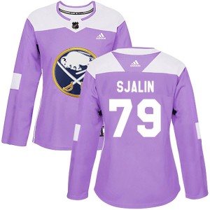 Women's Buffalo Sabres Calle Sjalin Adidas Authentic Fights Cancer Practice Jersey - Purple