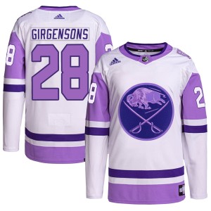 Men's Buffalo Sabres Zemgus Girgensons Adidas Authentic Hockey Fights Cancer Primegreen Jersey - White/Purple