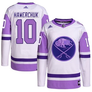 Men's Buffalo Sabres Dale Hawerchuk Adidas Authentic Hockey Fights Cancer Primegreen Jersey - White/Purple