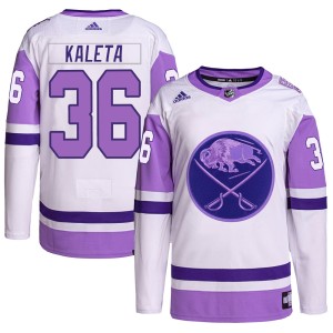 Men's Buffalo Sabres Patrick Kaleta Adidas Authentic Hockey Fights Cancer Primegreen Jersey - White/Purple