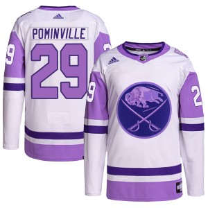 Men's Buffalo Sabres Jason Pominville Adidas Authentic Hockey Fights Cancer Primegreen Jersey - White/Purple