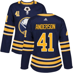 Women's Buffalo Sabres Craig Anderson Adidas Authentic Home Jersey - Navy