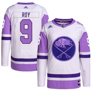 Youth Buffalo Sabres Derek Roy Adidas Authentic Hockey Fights Cancer Primegreen Jersey - White/Purple