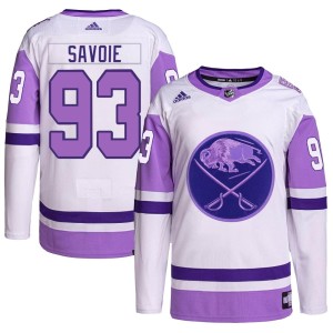 Youth Buffalo Sabres Matthew Savoie Adidas Authentic Hockey Fights Cancer Primegreen Jersey - White/Purple
