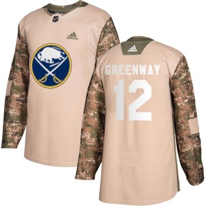 Youth Buffalo Sabres Jordan Greenway Adidas Authentic Camo Veterans Day Practice Jersey - Green
