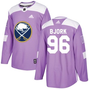 Men's Buffalo Sabres Anders Bjork Adidas Authentic Fights Cancer Practice Jersey - Purple